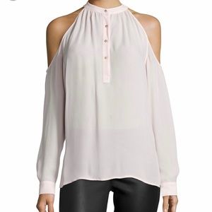 Nicole Miller Atelier Blush Silk cold shoulder top